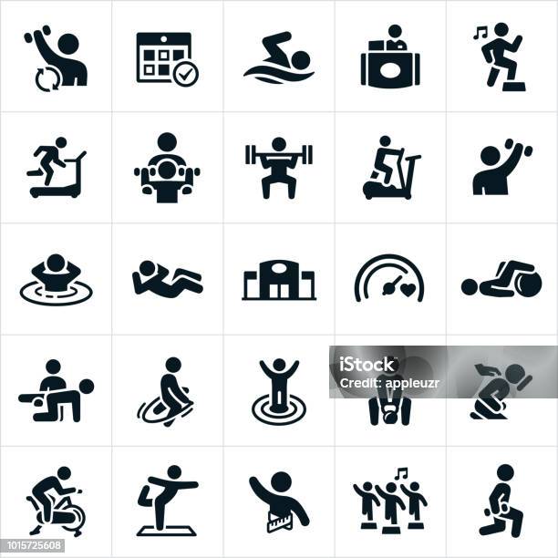 Fitness Facility Icons Stock Illustration - Download Image Now - Icon, Gym, Health Club