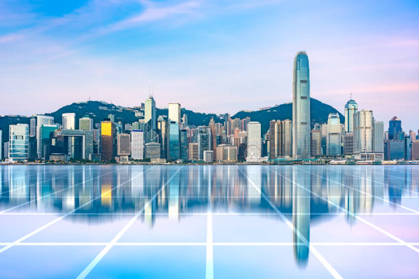 istock Hongkong city skyline scenery and science and technology concept 1015732850