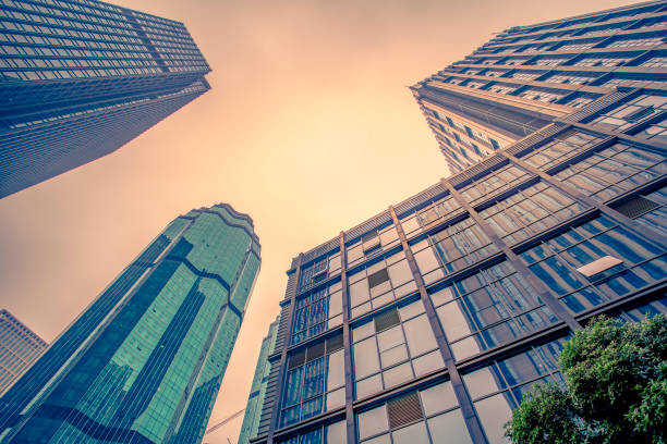istock Contemporary architectural office building, urban landscape, personal perspective 1015732960