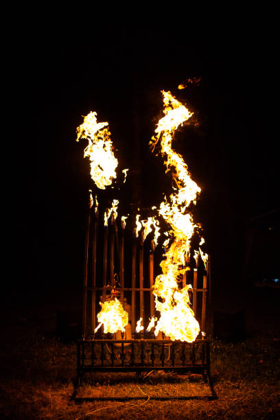 istock Pyrophone fire organ at night playing music 1015742440