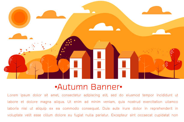 illustrations, cliparts, dessins animés et icônes de illustration de vecteur paysage automne - valley type