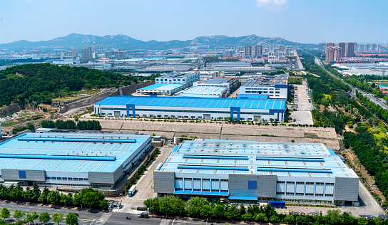 Modern factory buildings and warehousing logistics