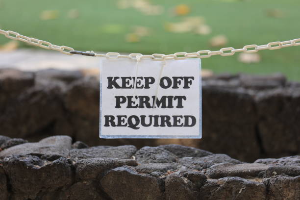 istock Keep off permit required- Sign in Waikiki Bach 1015763074