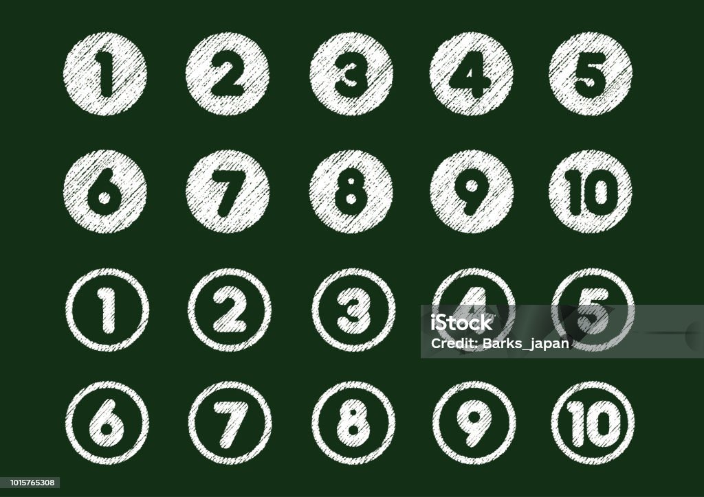 chalk drawing number icon set (from 1 to 10) Number stock vector