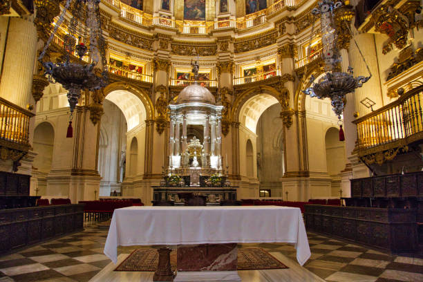 Granada, Spain - October 15, 2016: Exquisite Interiors of Granada Royal Cathedral