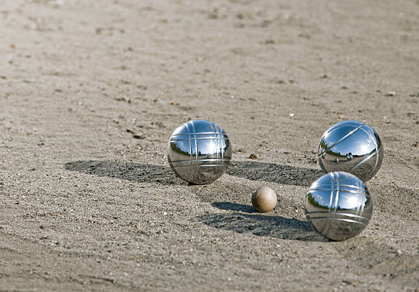 Leisure; three metal balls stock photo