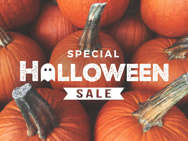 istock Special Halloween Sale Text Over Pumpkins Background 1015771728