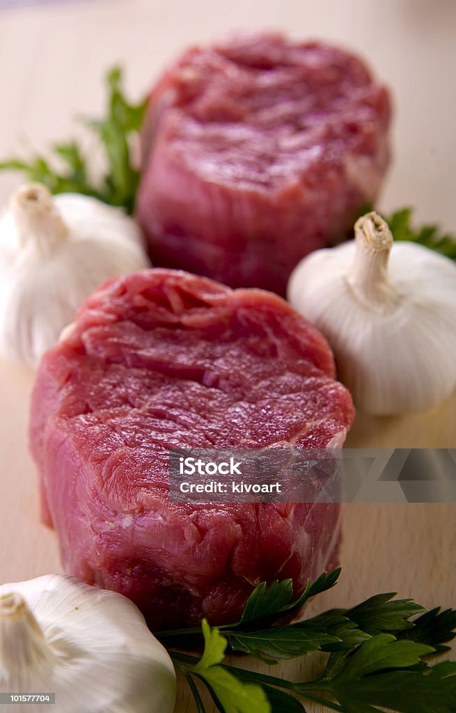 raw sirloin steak raw sirloin steak with garlic Beef Stock Photo