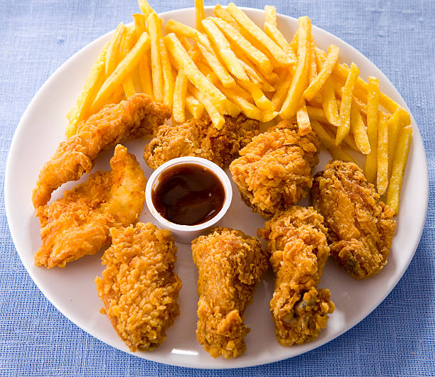istock chicken wing with french fries 101578232
