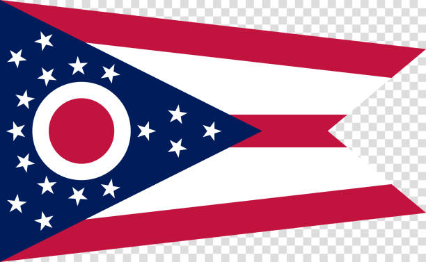 ilustraciones, imágenes clip art, dibujos animados e iconos de stock de bandera de el nosotros estado de ohio, vector detallado - ohio