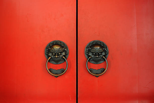 istock Red wood door 101579098