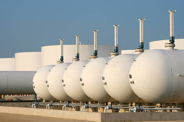 Oil Refinery Tanks stock photo