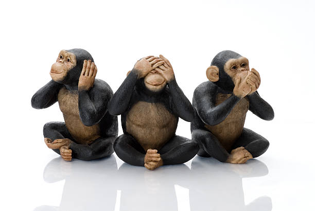 Toy Monkeys Hear No Evil, See No Evil, Speak No Evil! primate photos stock pictures, royalty-free photos & images