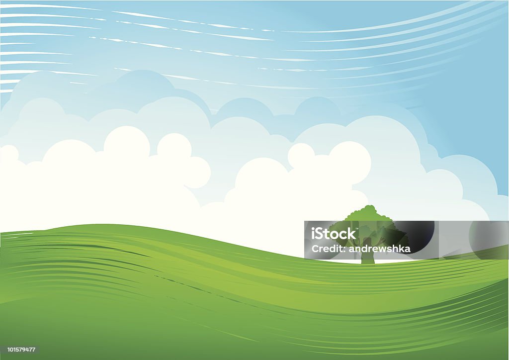 Zielonych wzgórz i pochmurne niebo - Grafika wektorowa royalty-free (Abstrakcja)