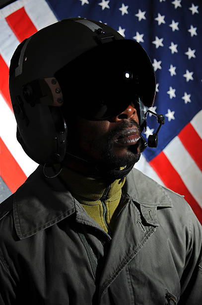 Black US military pilot stock photo