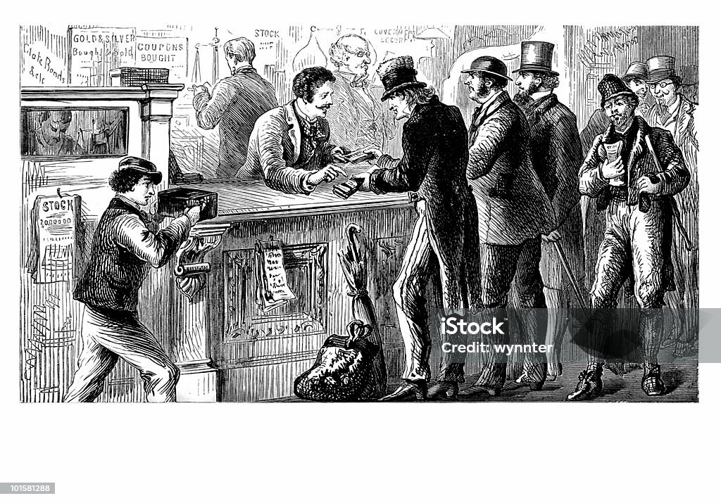 Фондовый брокер's Office, около 1873 - Стоковые иллюстрации �Уолл-Стрит роялти-фри