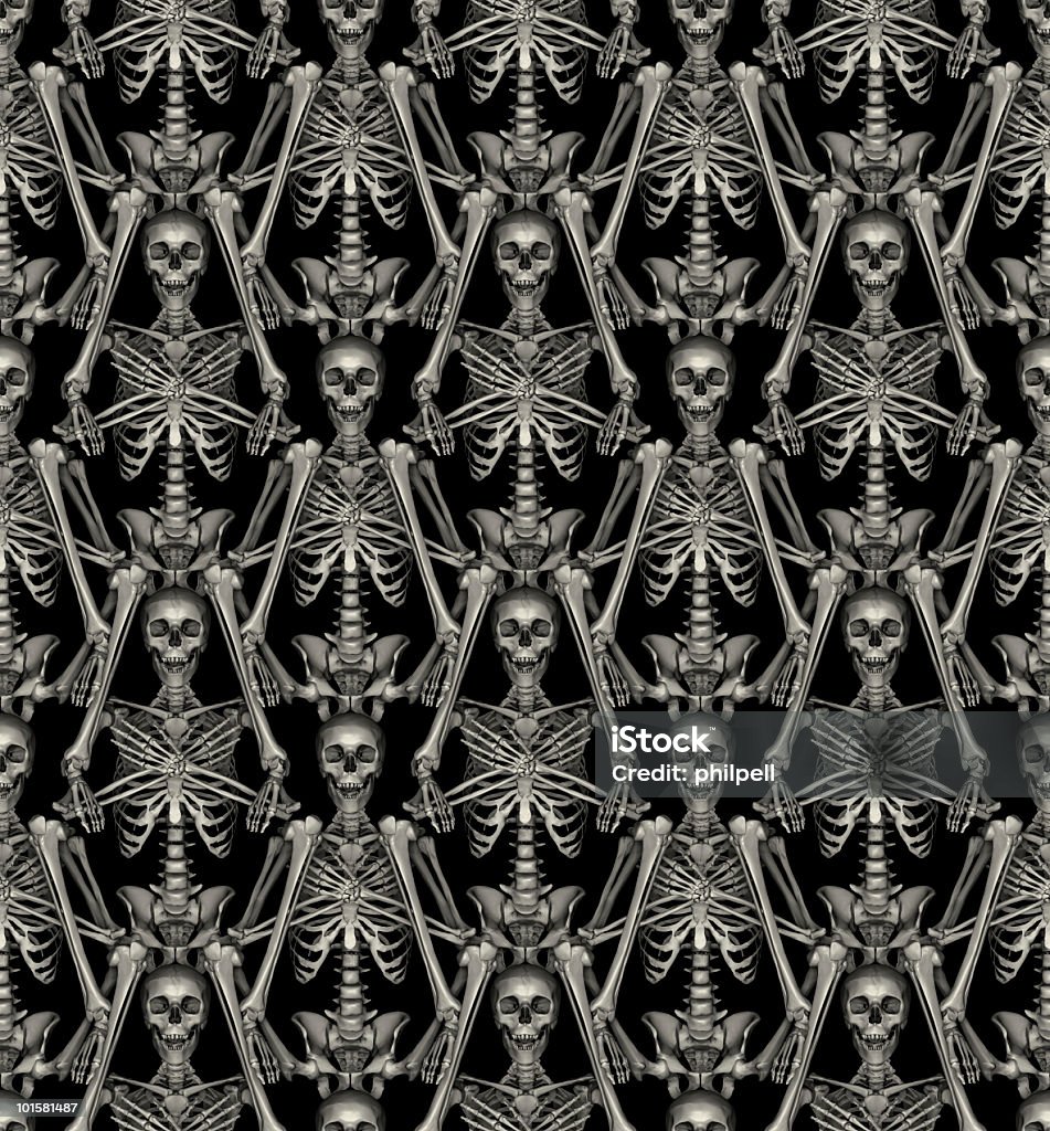 Halloween, sem costura padrão de azulejos, esqueletos - Foto de stock de Medieval royalty-free