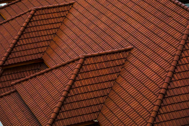 Tile roof texture background stock photo