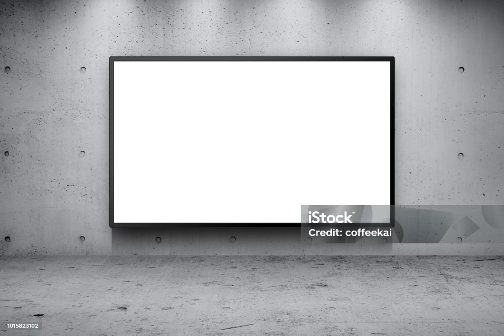 Blank advertising billboard led panel on concrete wall building street roadside background Billboard Stock Photo