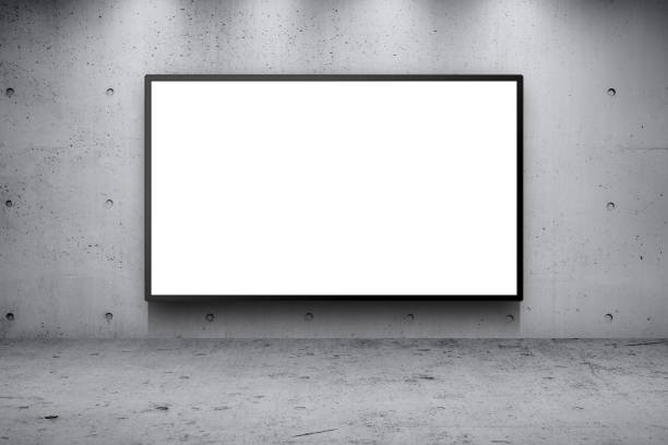 Blank advertising billboard led panel on concrete wall building street roadside background Blank advertising billboard led panel on concrete wall building street roadside background commercial sign photos stock pictures, royalty-free photos & images