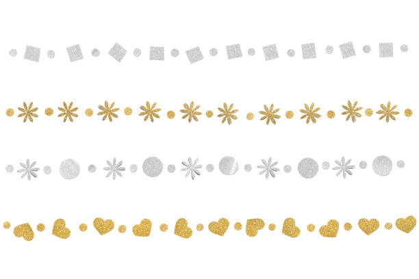 istock Gold and silver glitter bunting paper cut on white background 1015823420