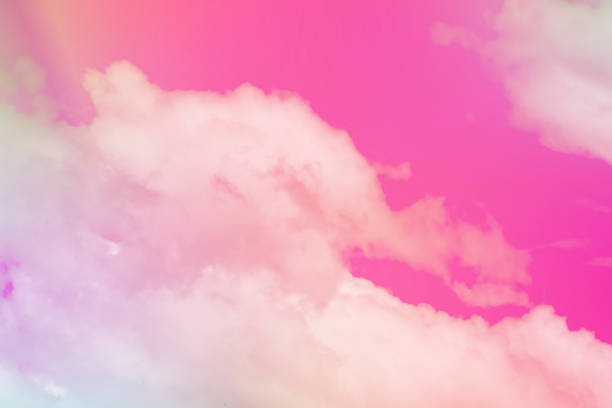 istock Sweet pastel colored cloud and sky with sun light, soft cloudy with gradient pastel color background. 1015823848