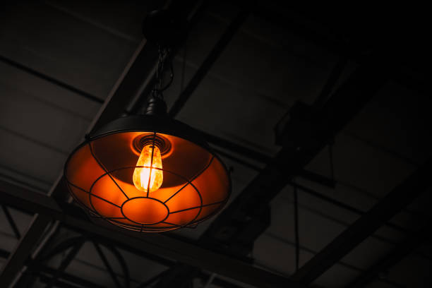 istock industrial hang light lamp for modern loft style decorating interior with copy space 1015825930