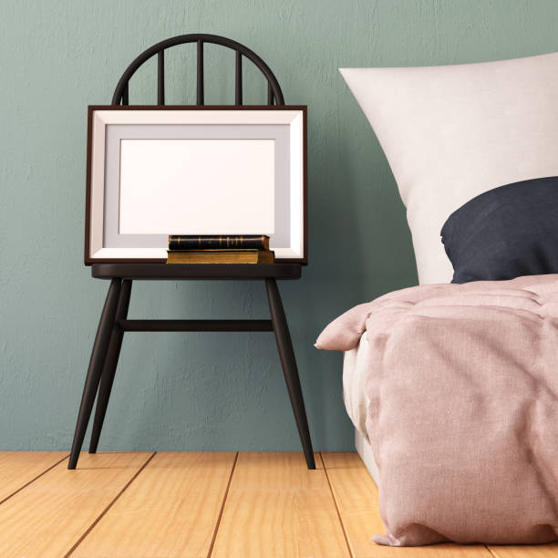 istock mock up posters in bedroom interior. Interior hipster style. 3d rendering, 3d illustration. 1015828344