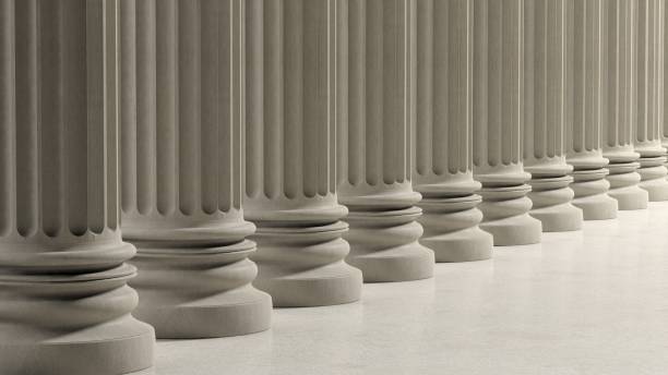 istock Ancient pillars in a row on marble floor. 1015852030