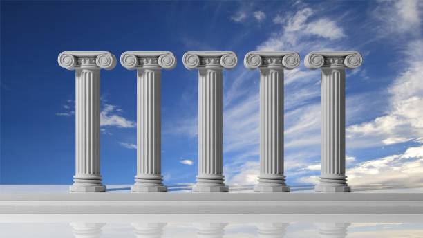 Five ancient pillars with blue sky background. Five ancient pillars with blue sky background. five columns stock pictures, royalty-free photos & images