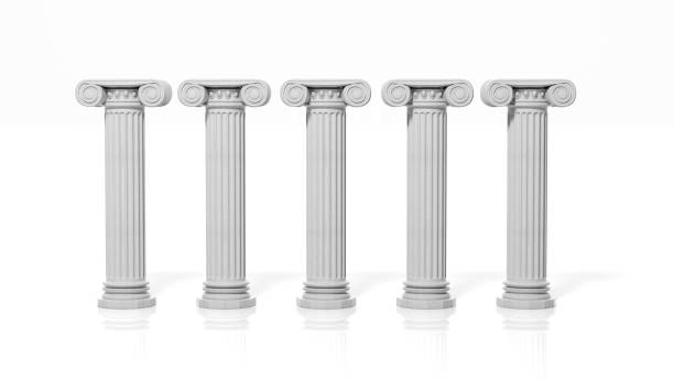 Five ancient pillars, isolated on white background. Five ancient pillars, isolated on white background. five columns stock pictures, royalty-free photos & images