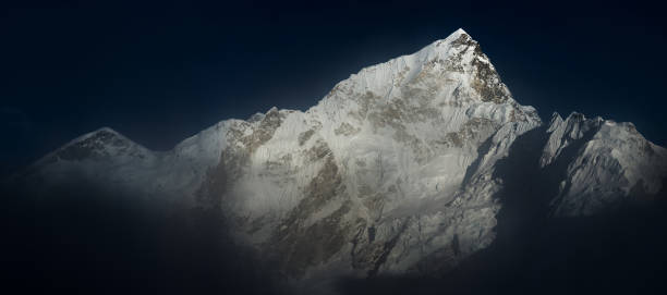 istock Himalya summits Everest and Nuptse before sunset panoramic view 1015852454
