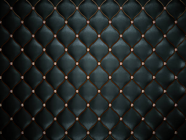 istock Luxury black leather pattern with diamonds and golden wire. Large resolution 1015855324