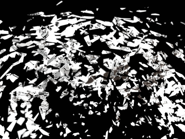 istock Pieces of broken or cracked glass on white 1015855804