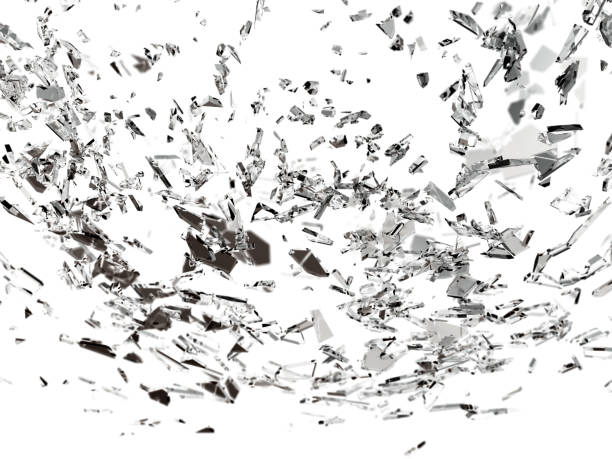 istock Pieces of broken or cracked glass on white 1015855852