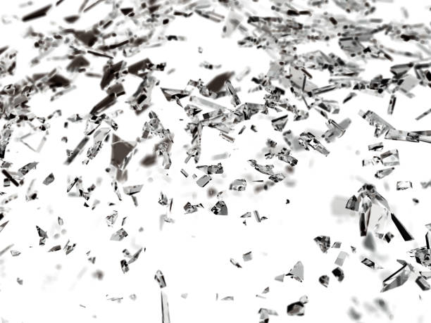 istock Pieces of broken or cracked glass on white 1015855922