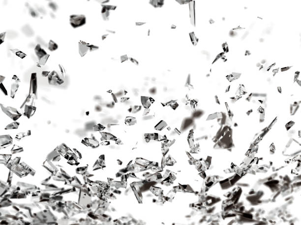 istock Pieces of broken or cracked glass on white 1015855934