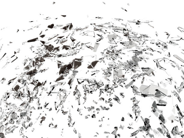 istock Pieces of broken or cracked glass on white 1015855976