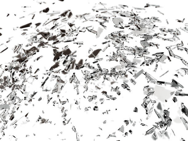 istock Pieces of broken or cracked glass on white 1015855980