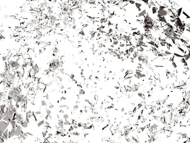istock Pieces of broken or cracked glass on white 1015856022