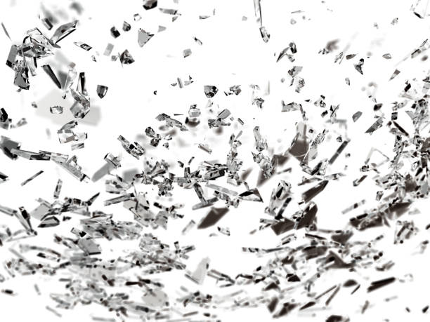 istock Pieces of broken or cracked glass on white 1015856050
