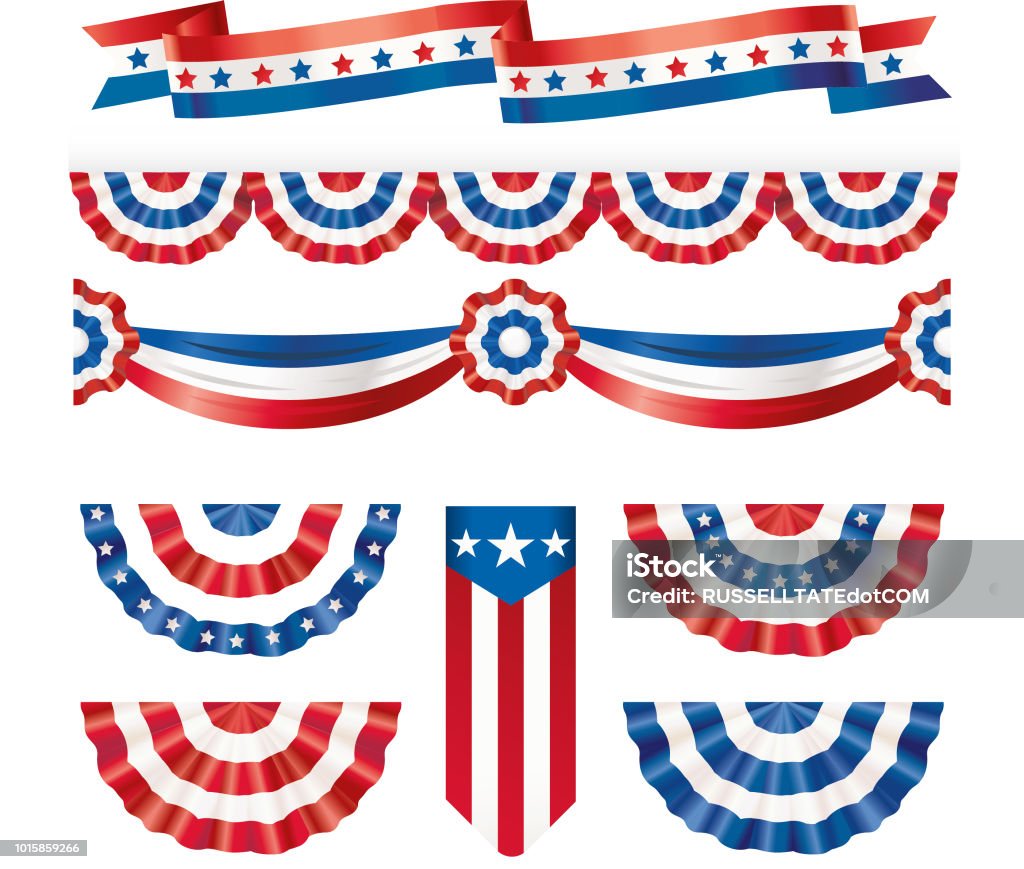 Slink Onnodig honderd Amerikaanse Zijde Vlaggen Stockvectorkunst en meer beelden van Spandoek -  Spandoek, Slinger, Amerikaanse vlag - iStock