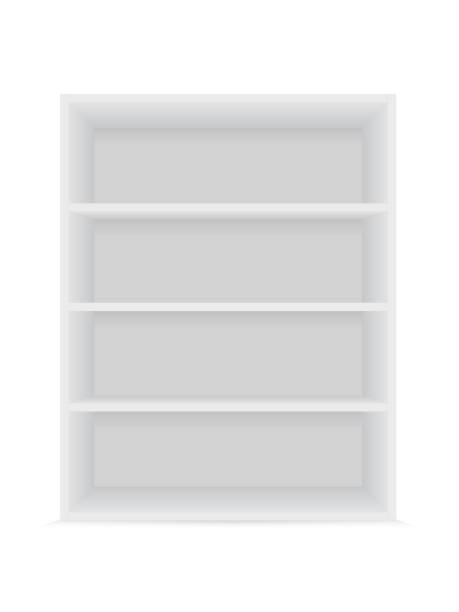 ilustraciones, imágenes clip art, dibujos animados e iconos de stock de estantes blancos en blanco 1 - cabinet