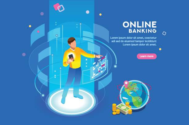 Online Banking Futuristic Concept vector art illustration