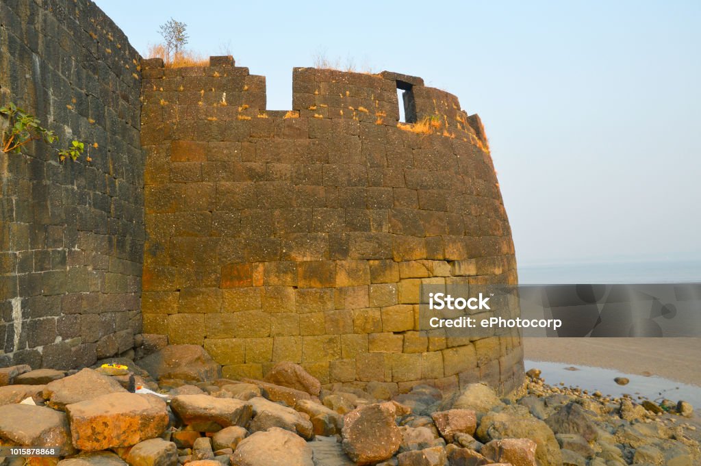 Bastion of fort Kolaba near Alibaug beach, Maharashtra Bastion of fort Kolaba near Alibaug beach, Maharashtra, India Fort Stock Photo