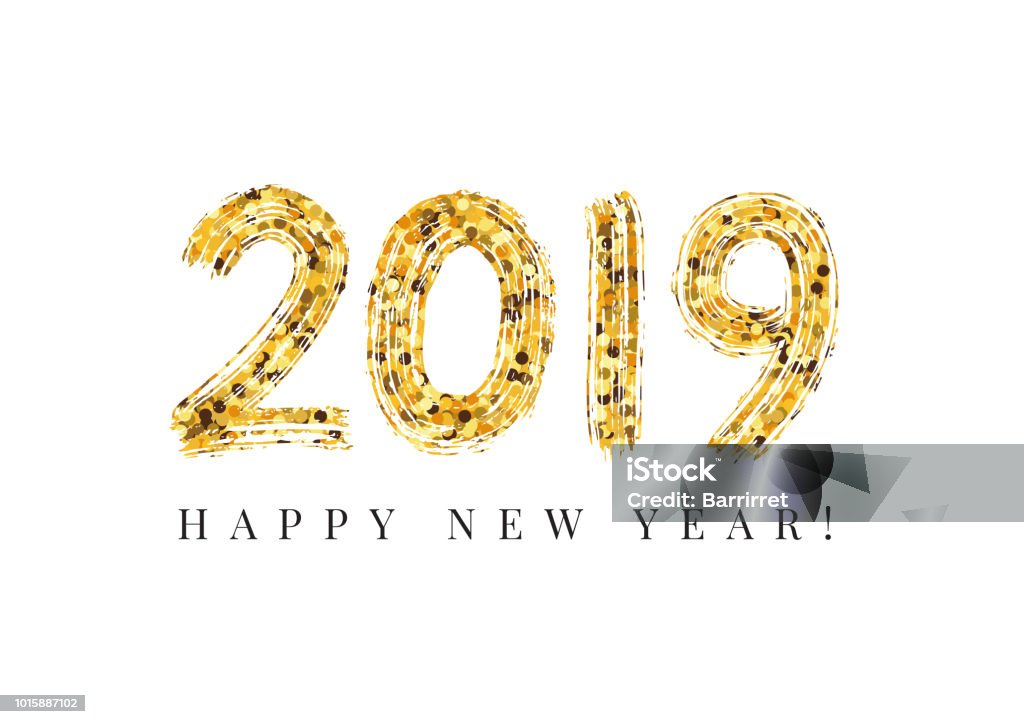 2019 Happy New Year. Numeral hand lettering. Dry brush texture effect. Merry Christmas. Graduation. Vector Illustration 2019 Happy New Year. Numeral text hand lettering. Dry brush texture effect. Merry Christmas. Graduation. Design template Celebration typography poster, banner or greeting card. Vector Illustration 2019 stock vector