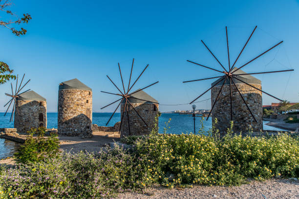istock Famous windmills of Chios island , Greece 1015890672