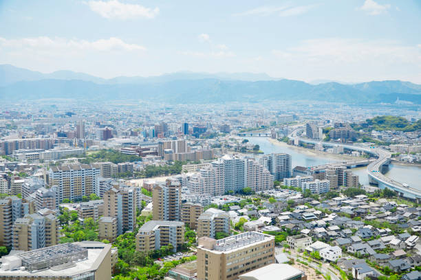 landscape of Fukuoka city landscape of Fukuoka city fukuoka city stock pictures, royalty-free photos & images