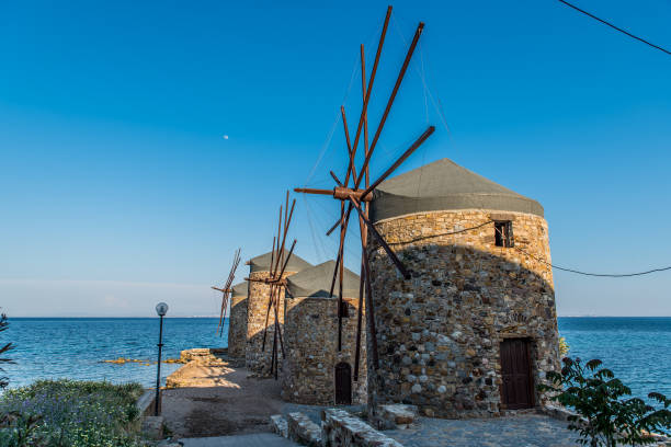 istock Famous windmills of Chios island , Greece 1015890898