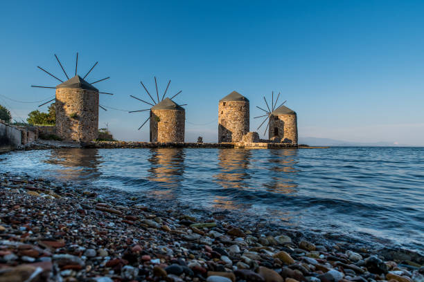 istock Famous windmills of Chios island , Greece 1015891050